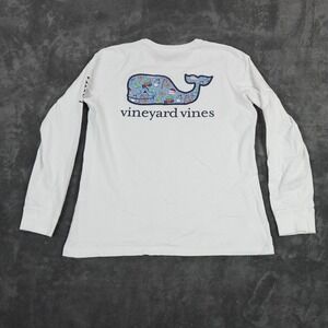 Vineyard Vines Holiday Shirt Adult Small White Christmas Santa Whale Tee Snowman